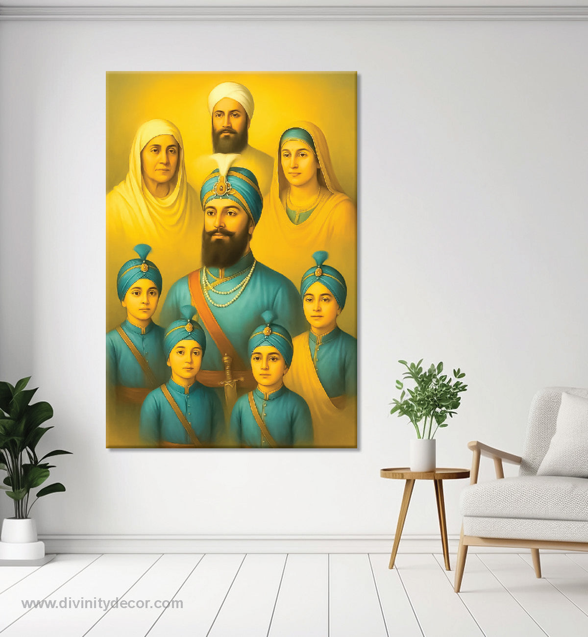 Guru Gobind Singh Ji Family Divine Canvas Painting 1