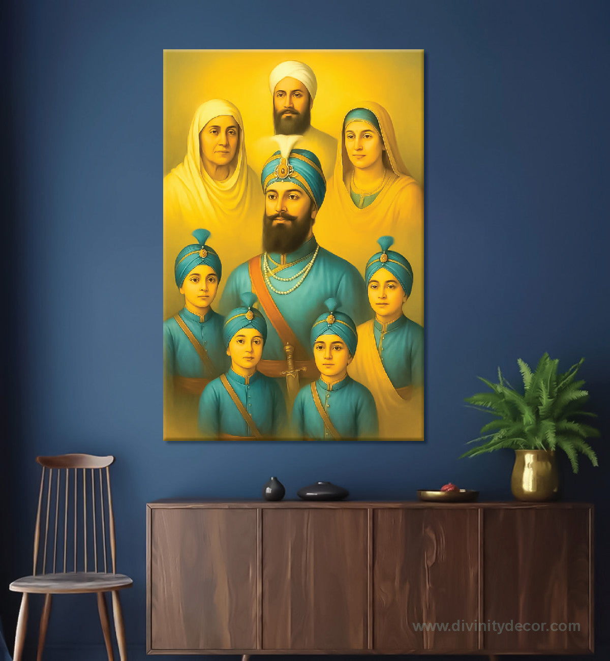Guru Gobind Singh Ji Family Divine Canvas Painting 1