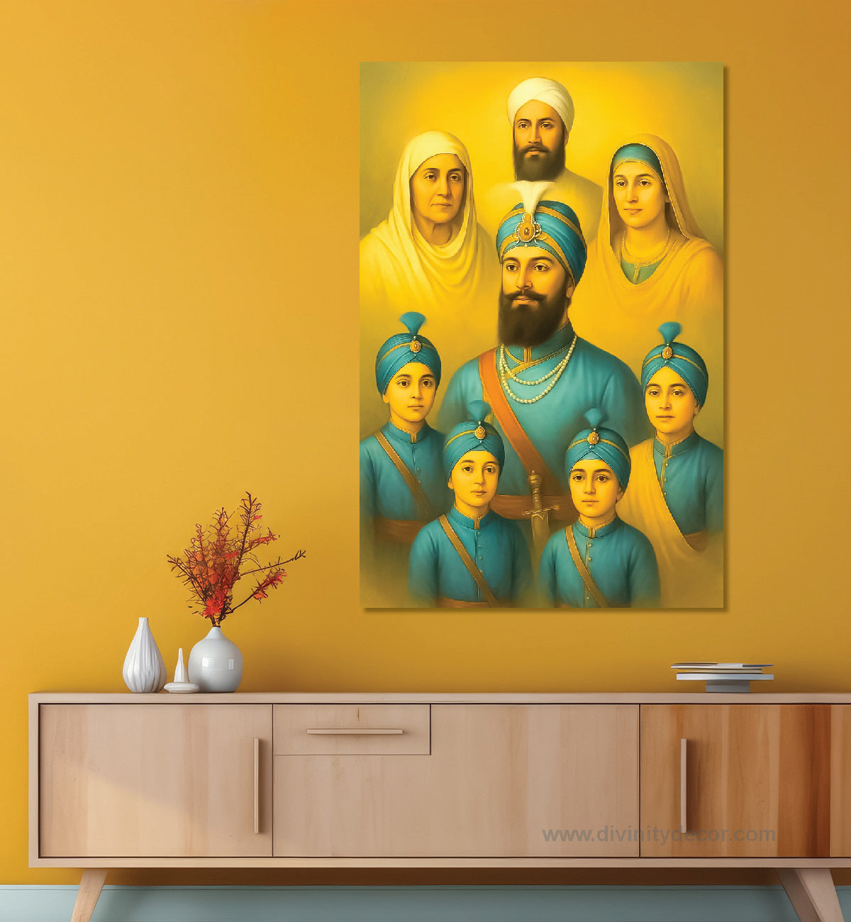 Guru Gobind Singh Ji Family Divine Canvas Painting 1