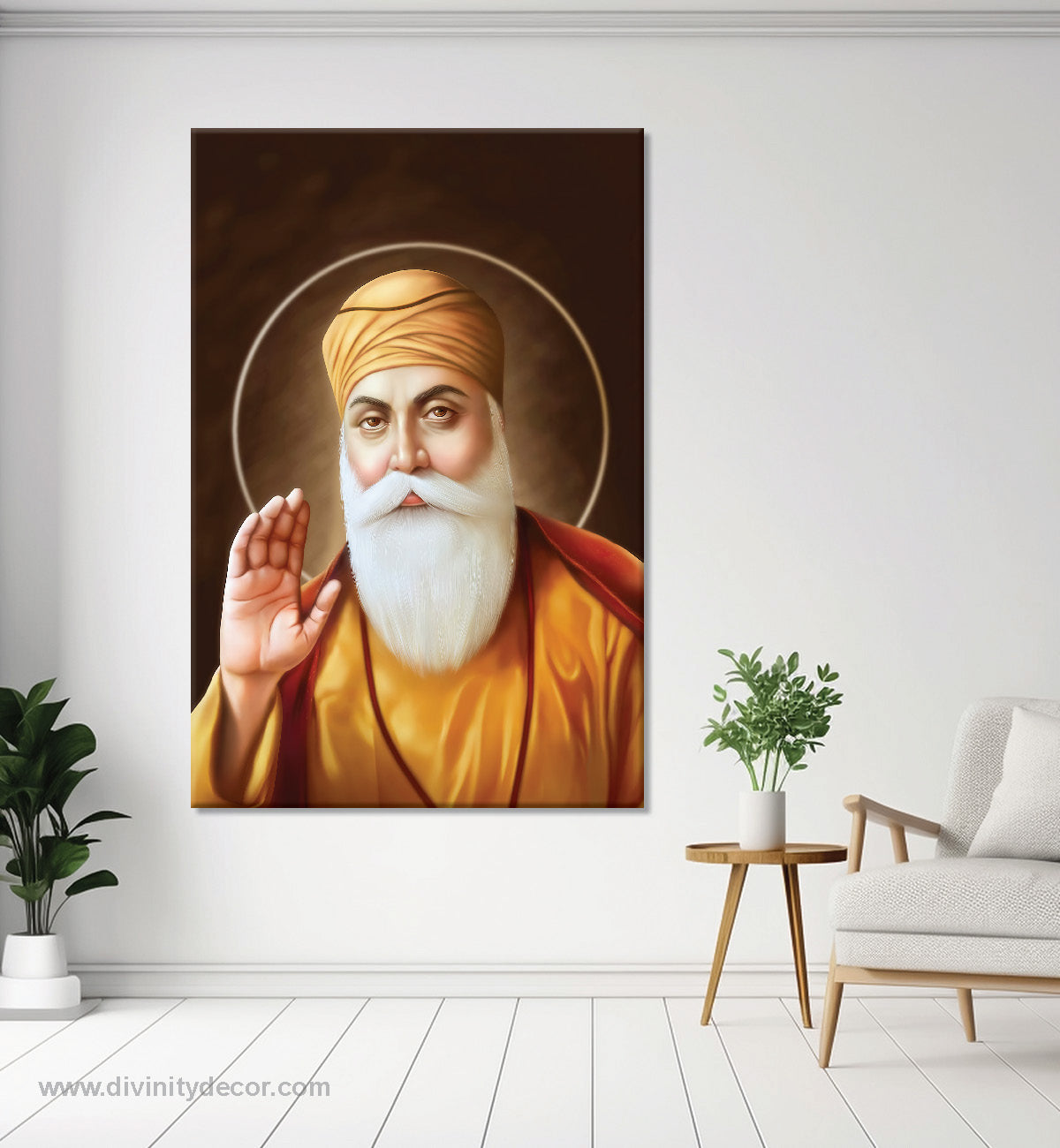 Guru Nanak Sahib Divine Portrait Canvas Painting 7