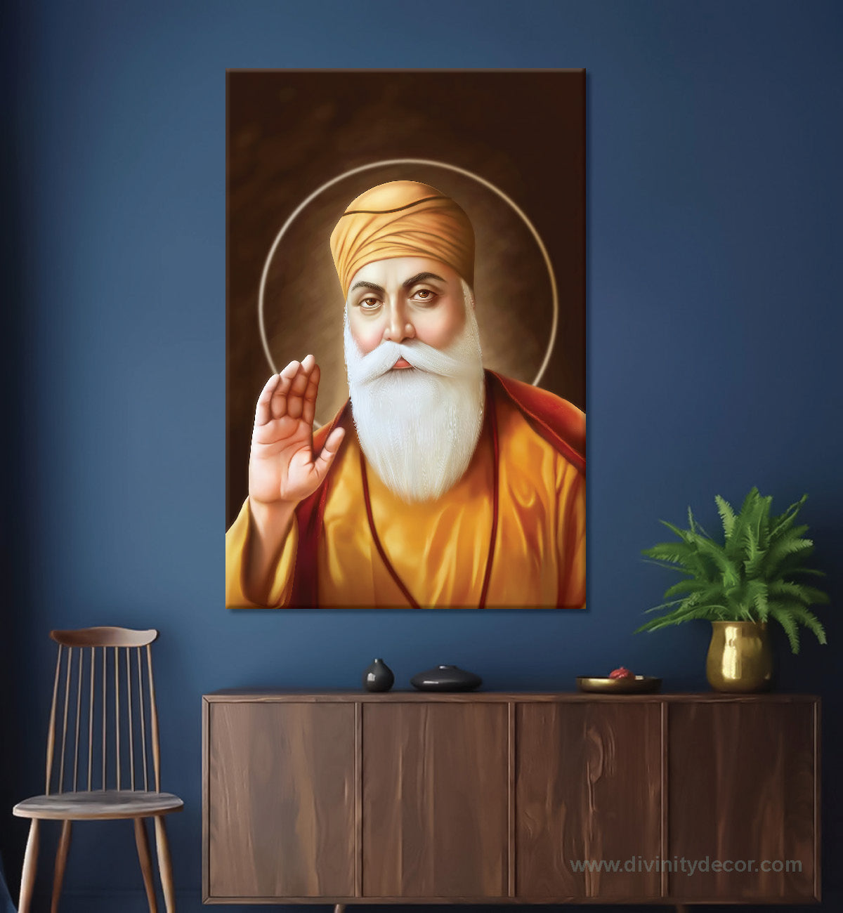 Guru Nanak Sahib Divine Portrait Canvas Painting 7