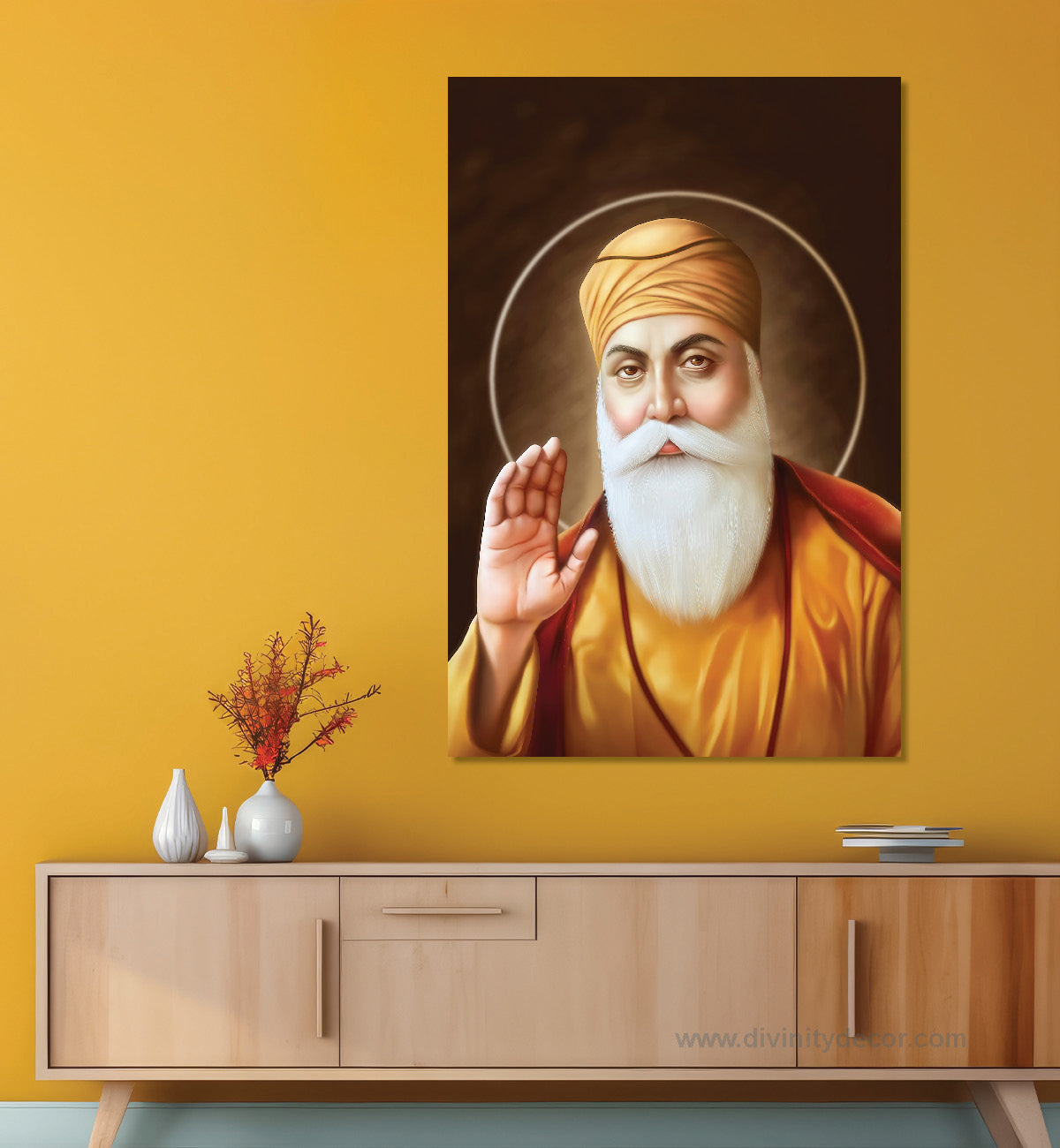 Guru Nanak Sahib Divine Portrait Canvas Painting 7