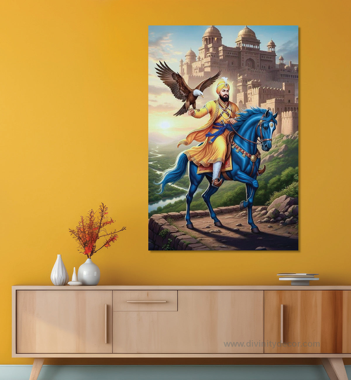 Guru Gobind Singh Ji Royal Blue Horse Canvas Painting 18