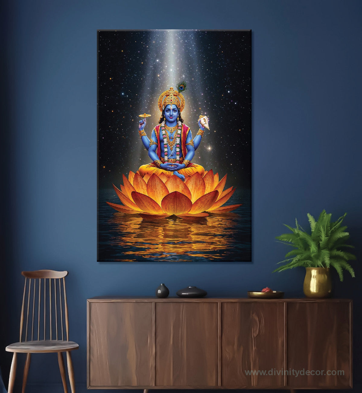 Lord Vishnu Spiritual Wall Art Canvas Print 2