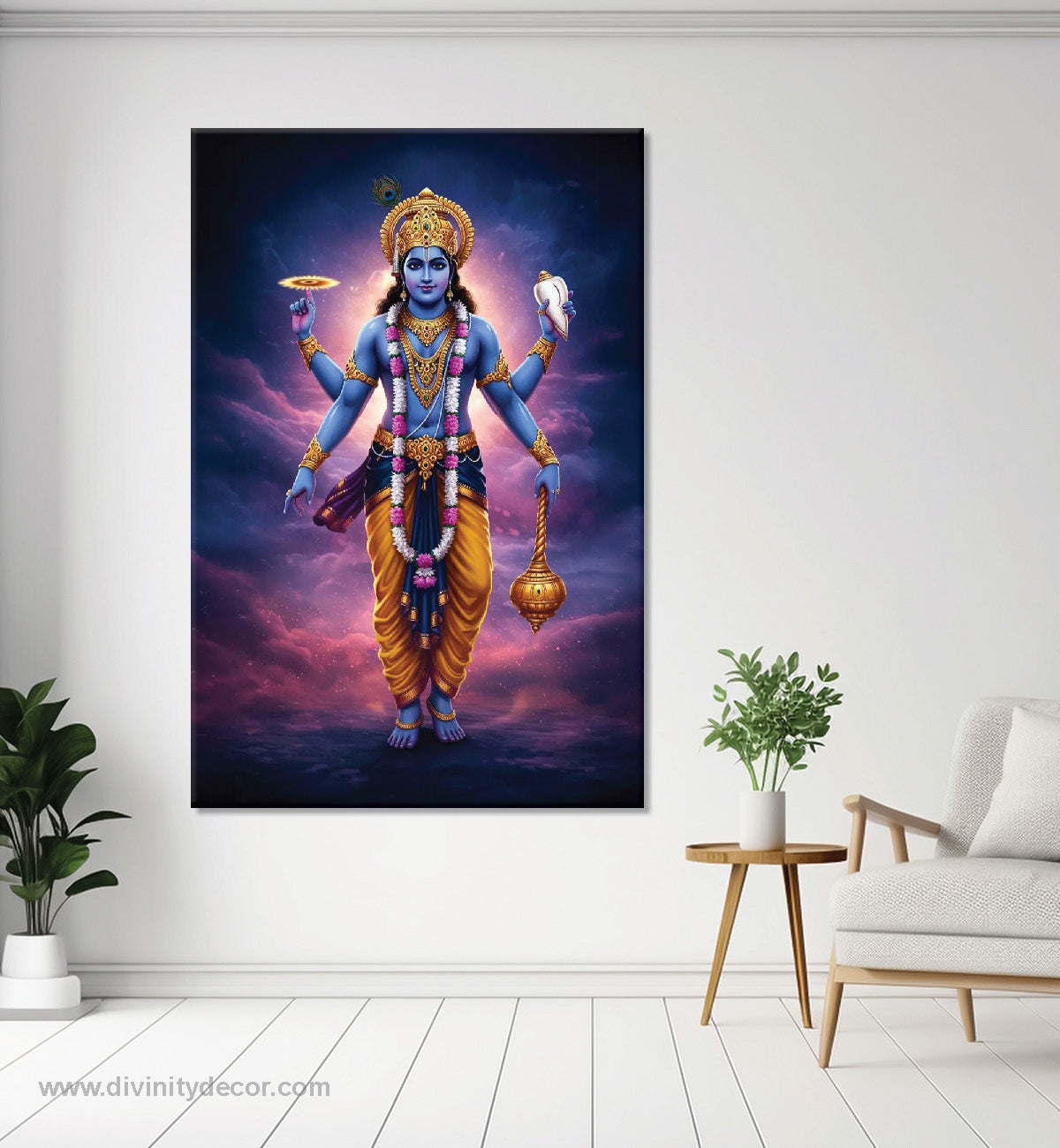 Shree Vishnu Premium Devotional Canvas Artwork 4