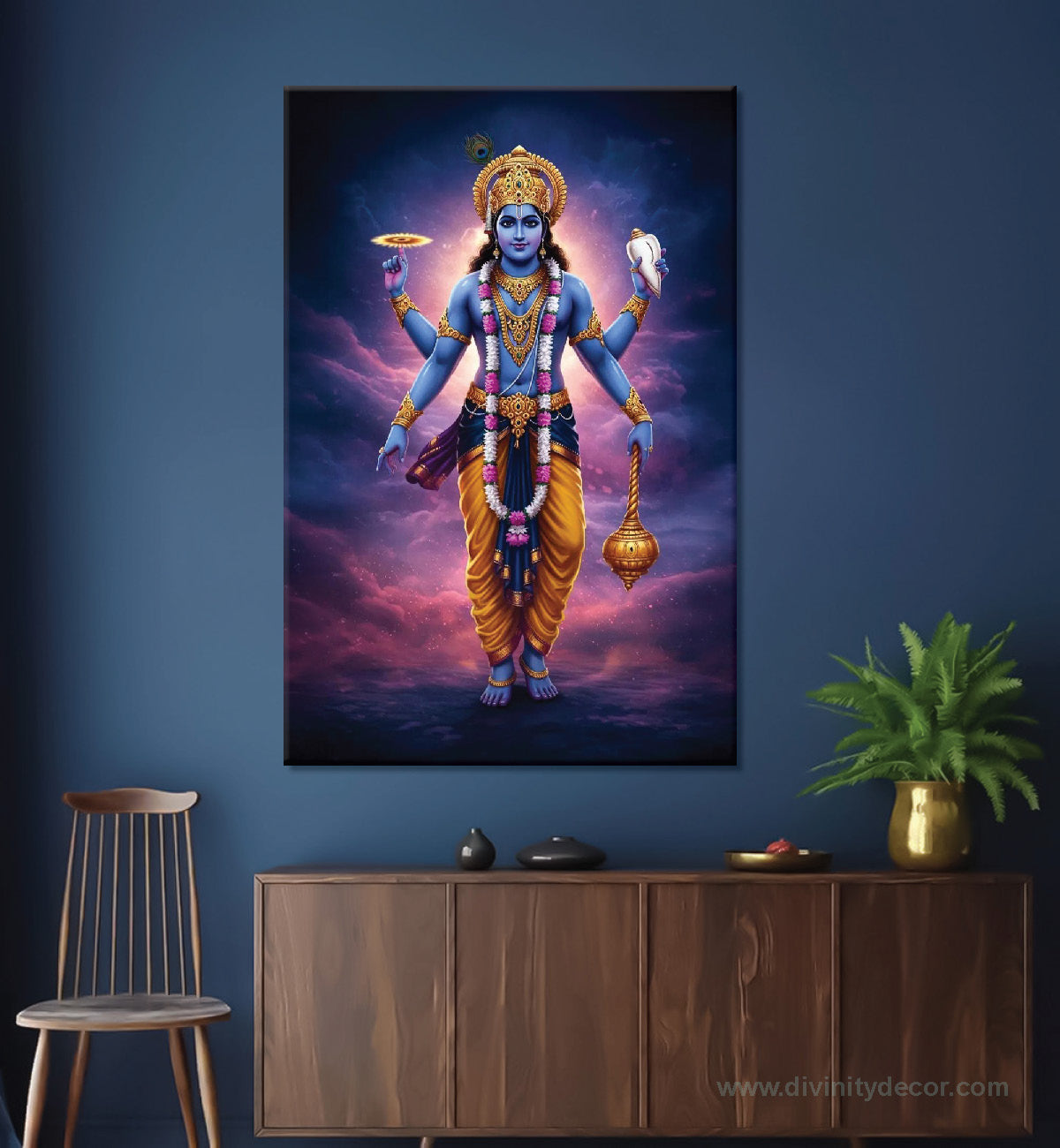 Shree Vishnu Premium Devotional Canvas Artwork 4