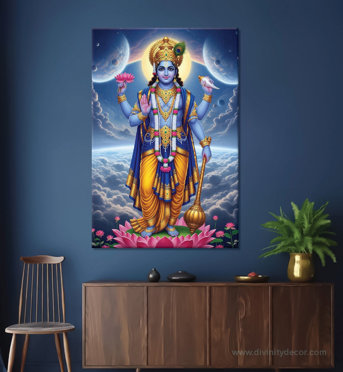 Lord Vishnu Traditional Religious Canvas Print 9