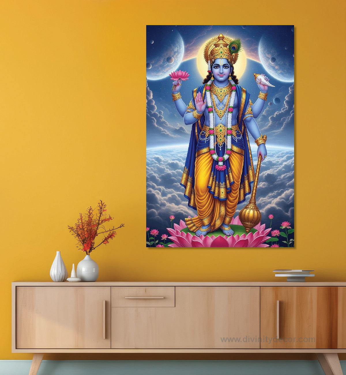 Lord Vishnu Traditional Religious Canvas Print 9