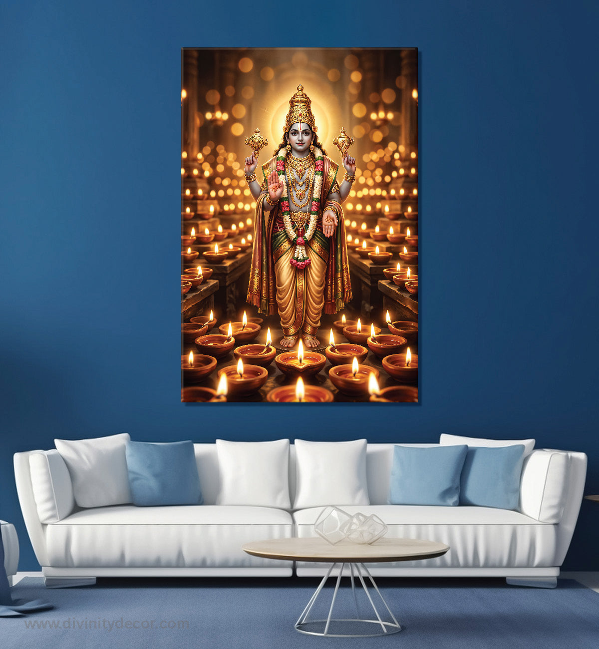 Lord Vishnu Premium Framed Canvas Painting 11