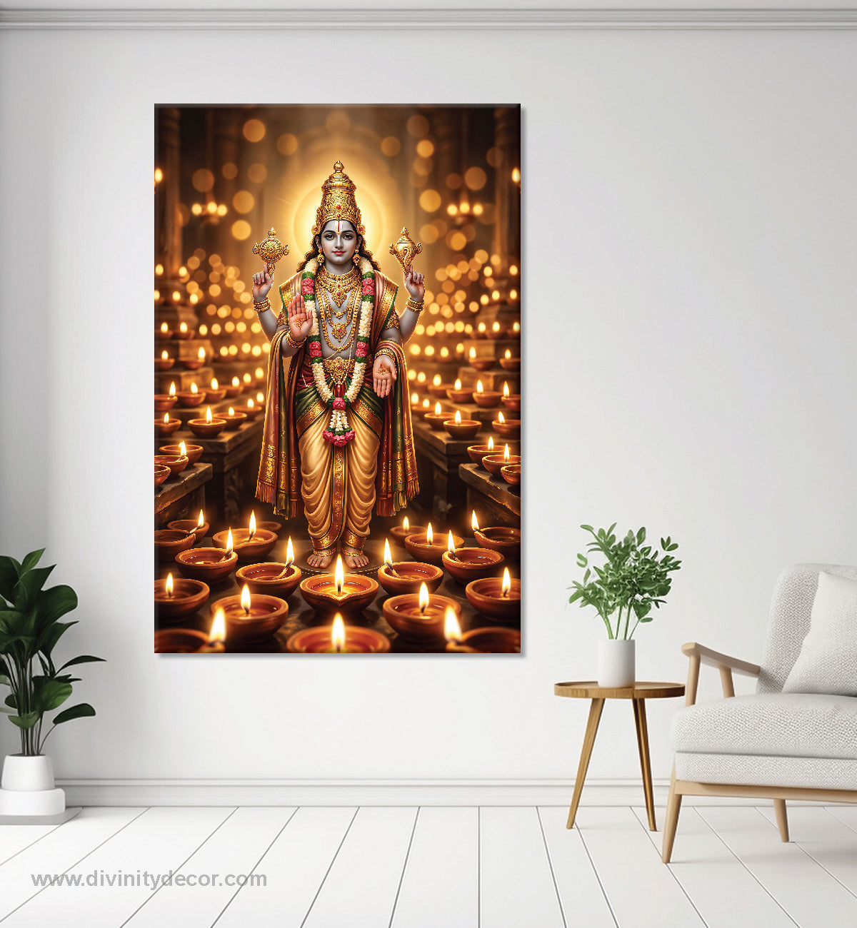 Lord Vishnu Premium Framed Canvas Painting 11