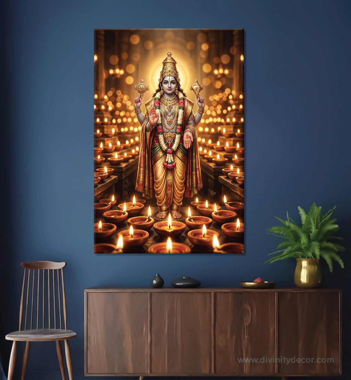 Lord Vishnu Premium Framed Canvas Painting 11
