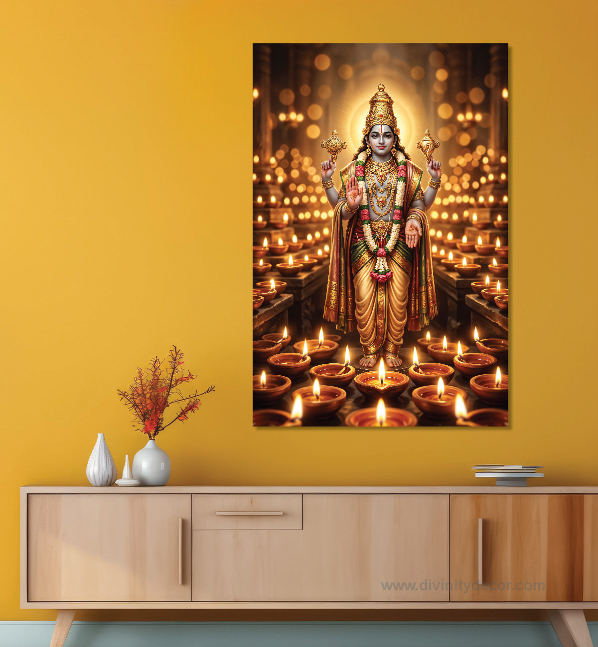 Lord Vishnu Premium Framed Canvas Painting 11