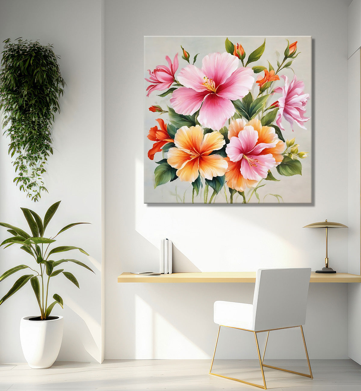 Pink and yellow flowers in grey background - Flower-S-210