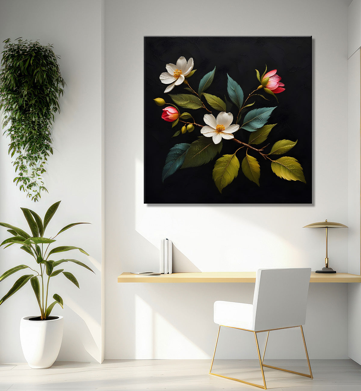 White flowers in black background - Flower-S-237