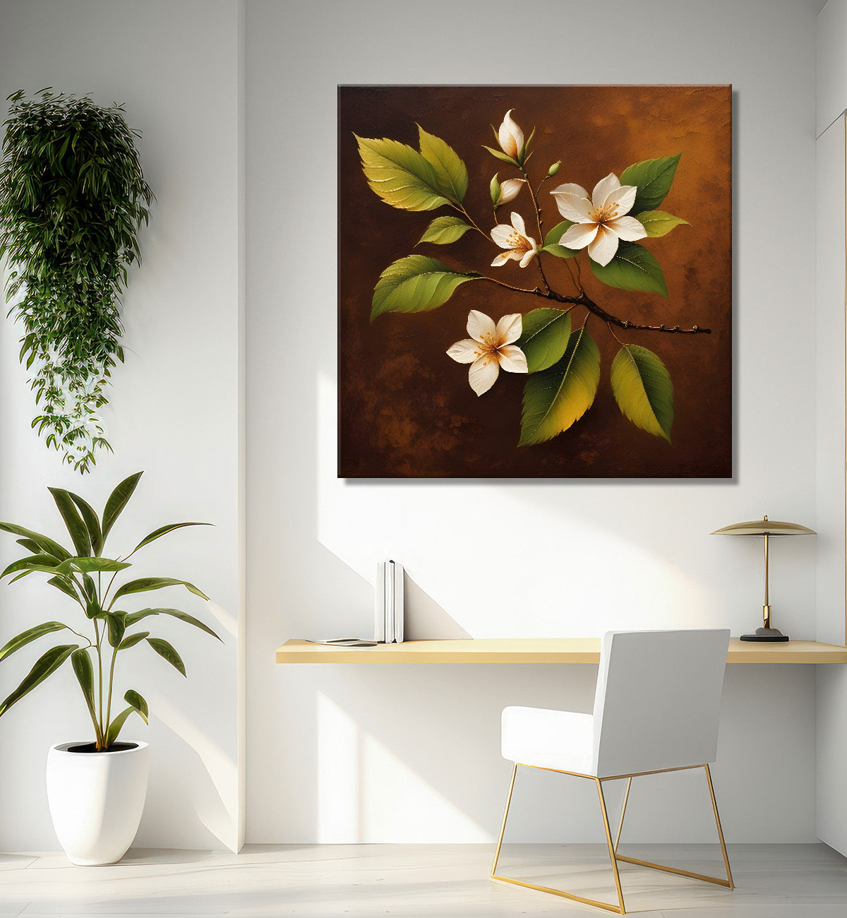 White flowers in brown background - Flower-S-241