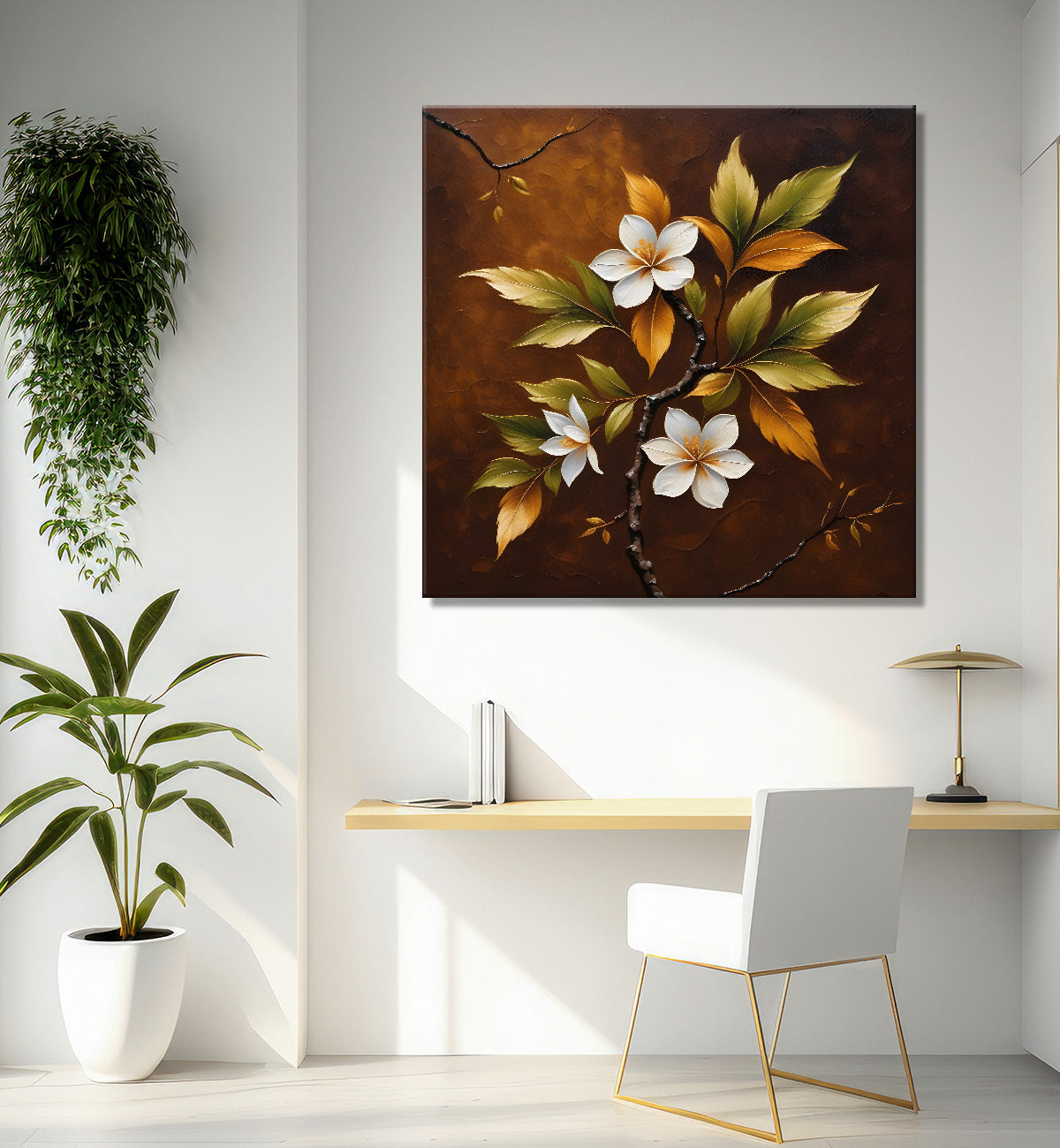White flowers in brown background - Flower-S-243