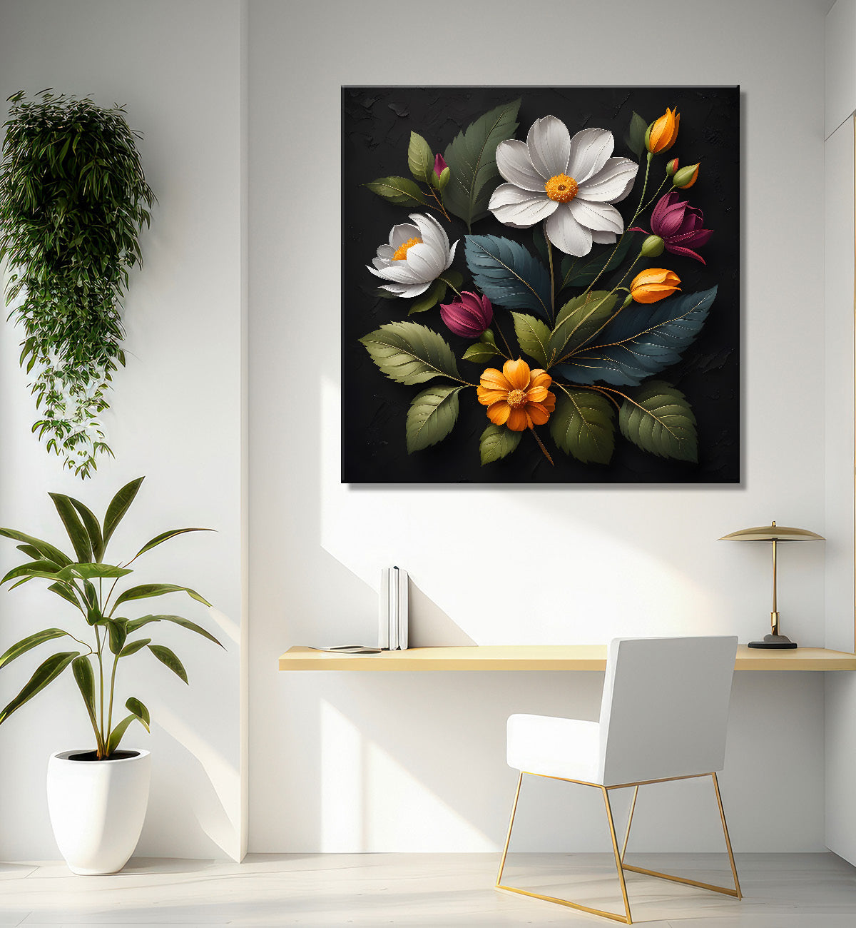 Colourful flowers in black background - Flower-S-246
