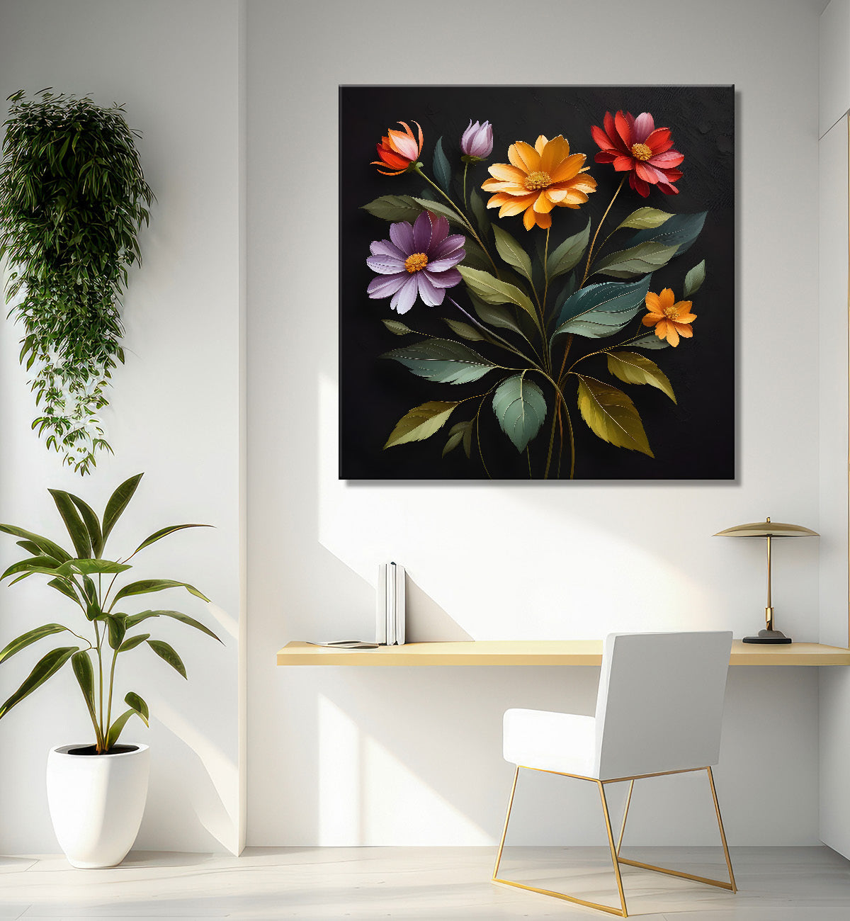 Colourful flowers in black background - Flower-S-247