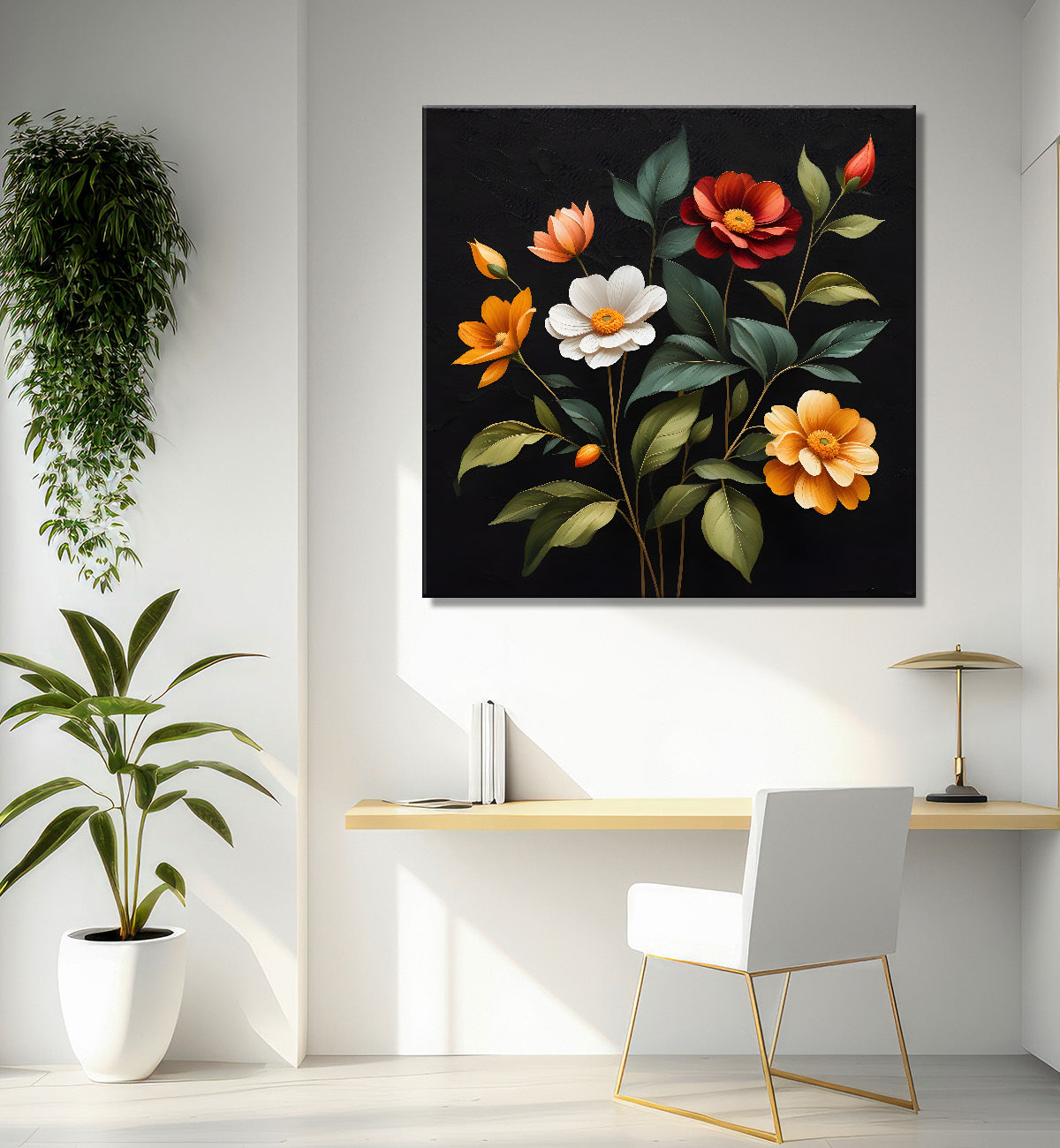 Colourful flowers in black background - Flower-S-248