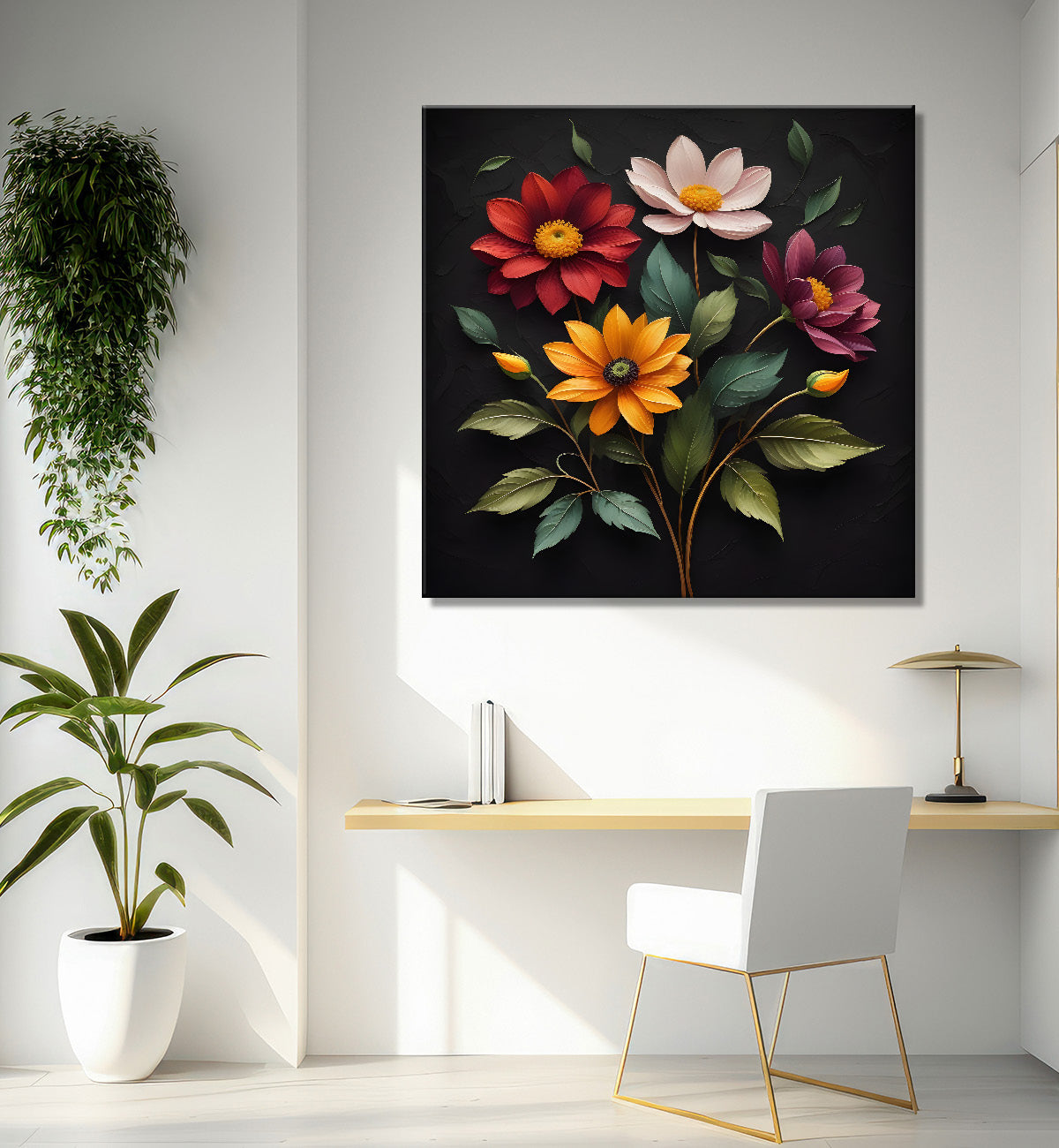 Colourful flowers in black background - Flower-S-249