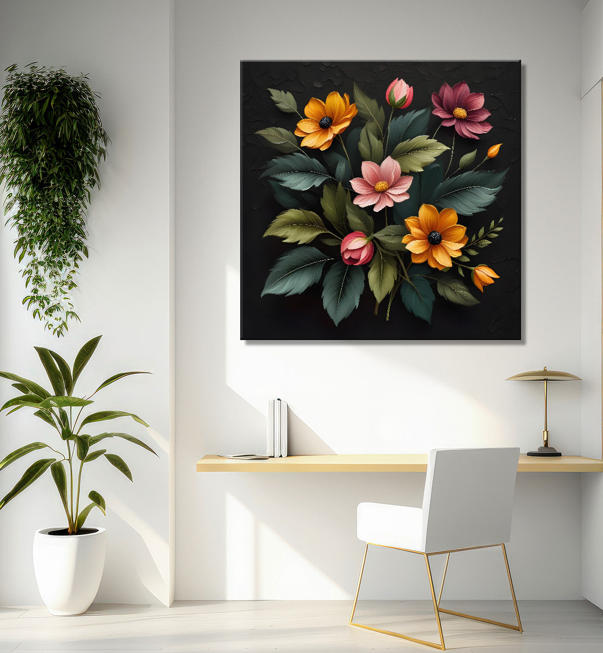 Colourful flowers in black background - Flower-S-251
