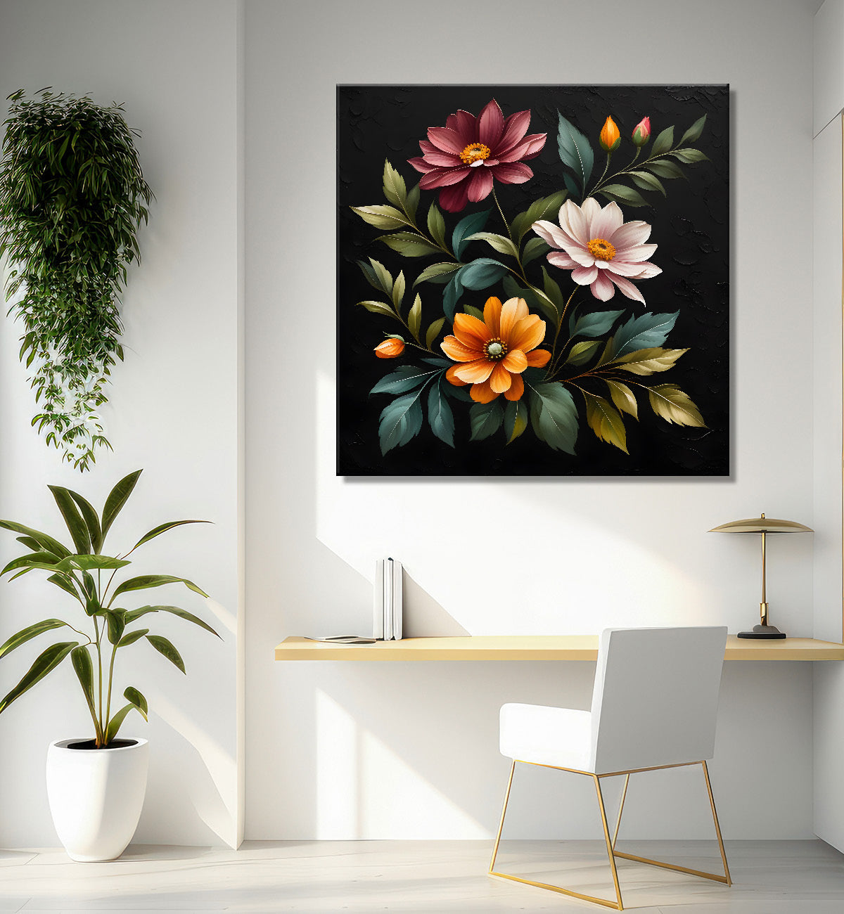 Colourful flowers in black background - Flower-S-253