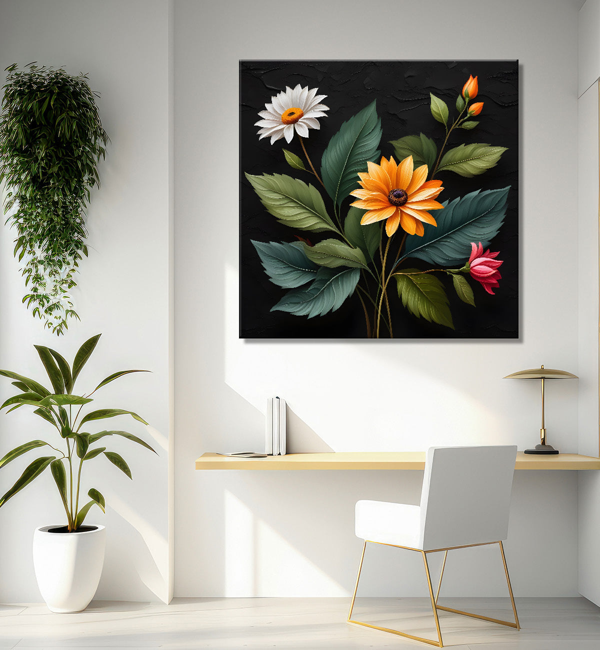 Colourful flowers in black background - Flower-S-255