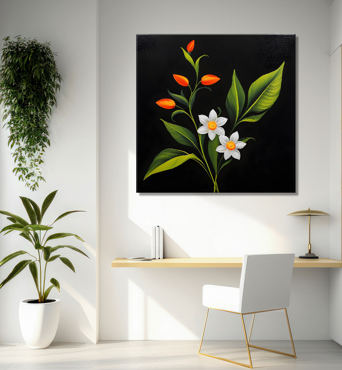 White flowers in black background - Flower-S-260