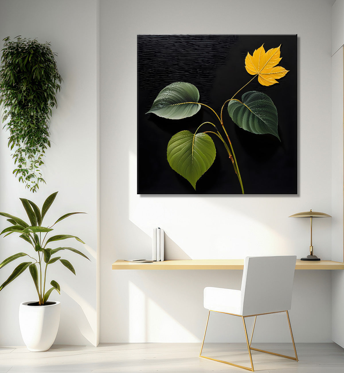 Yellow flowers in black background painting - Flower-S-268