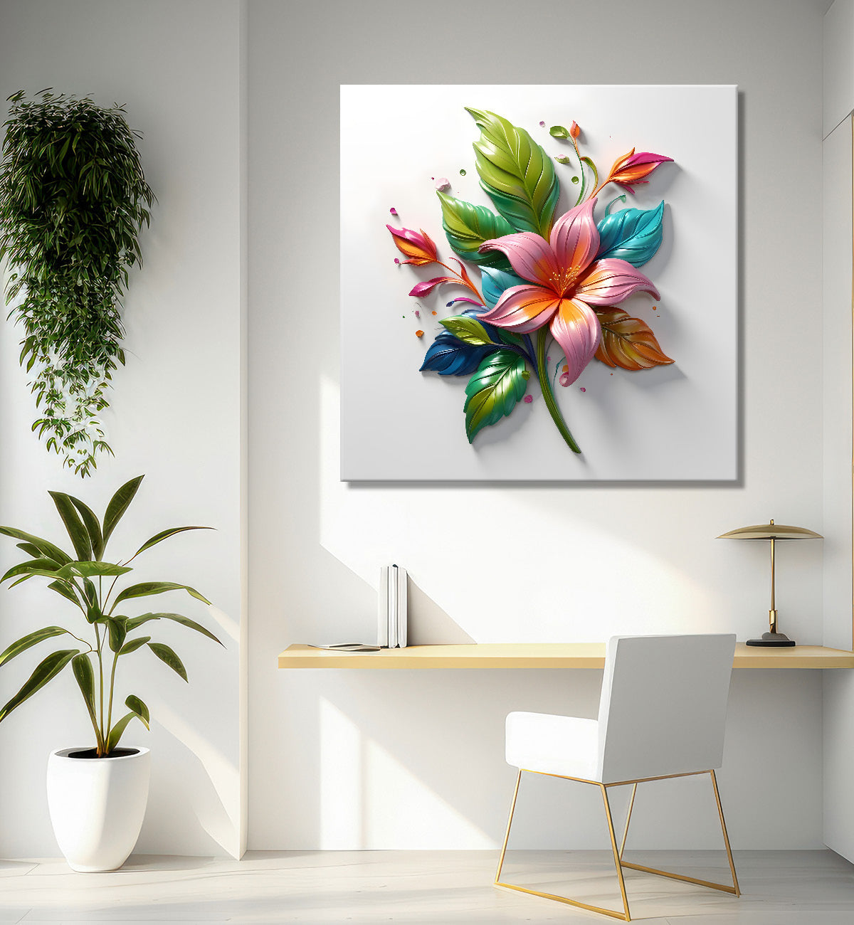 Colourful flower in white background painting - Flower-S-288