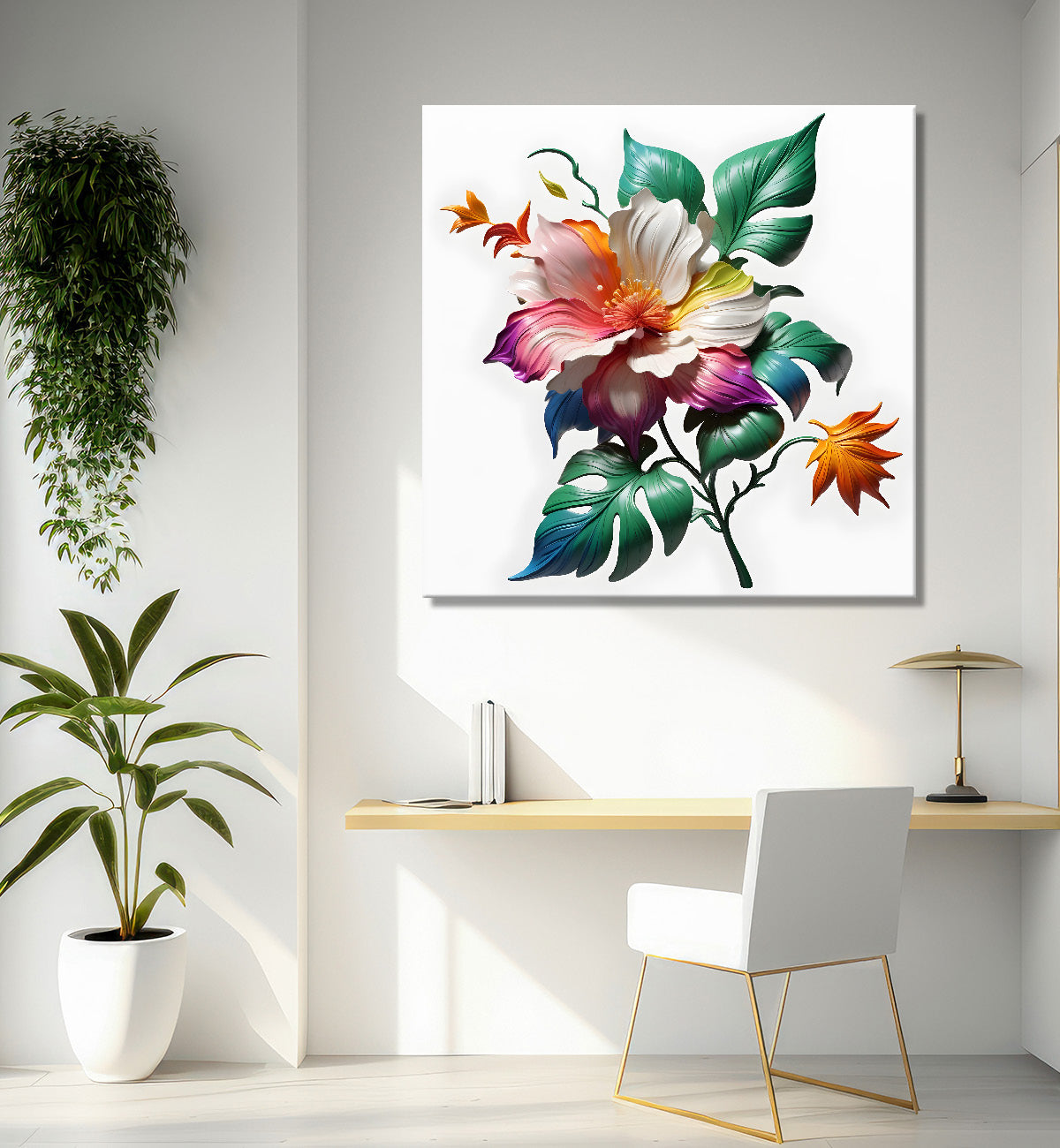 Colourful flower in white background painting - Flower-S-289