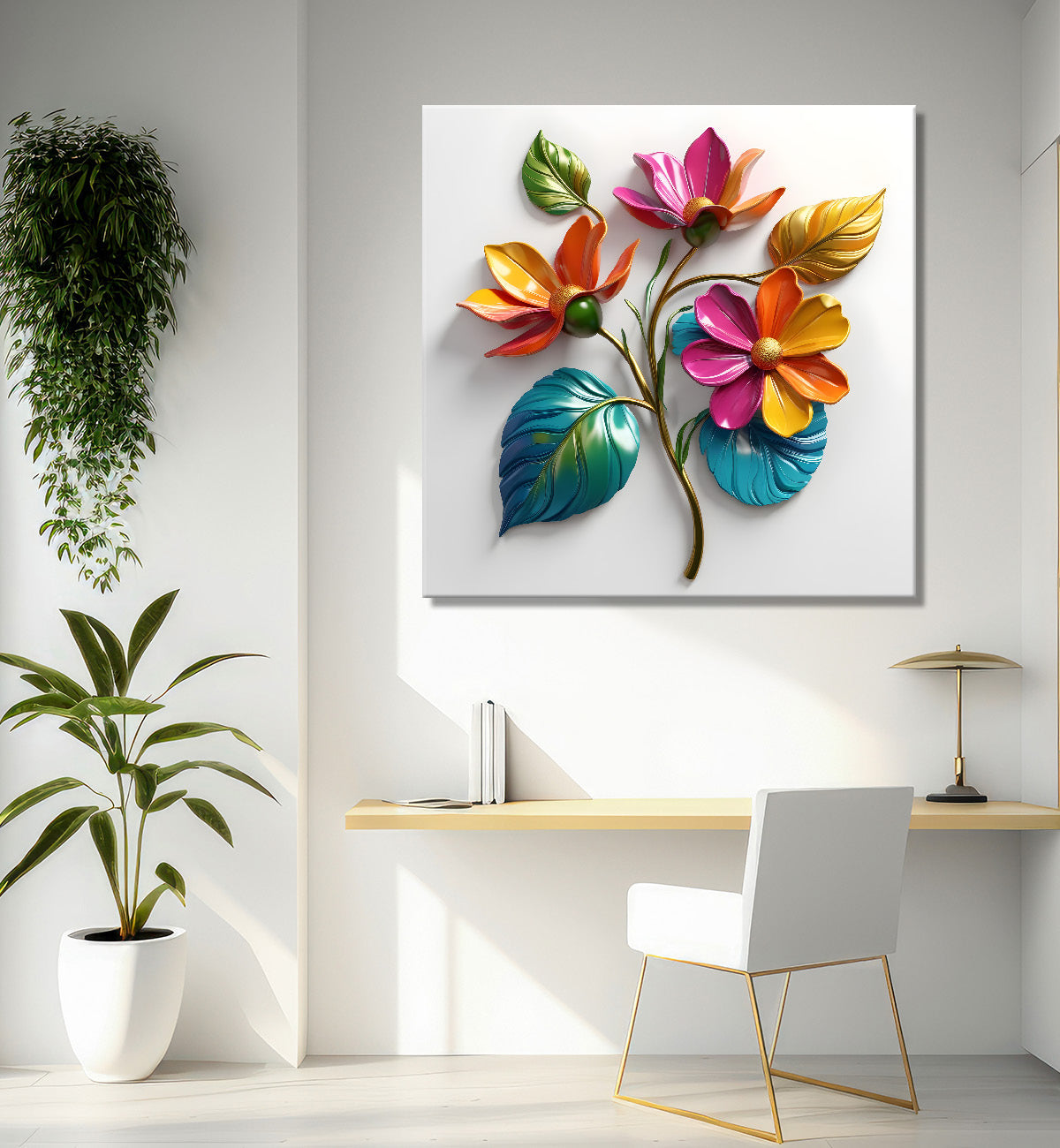 Colourful flower in white background painting - Flower-S-291