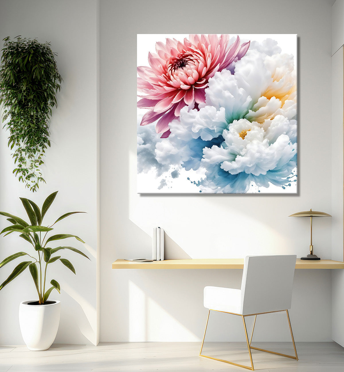 Pink flowers in water colour painting  - Flower-S-322