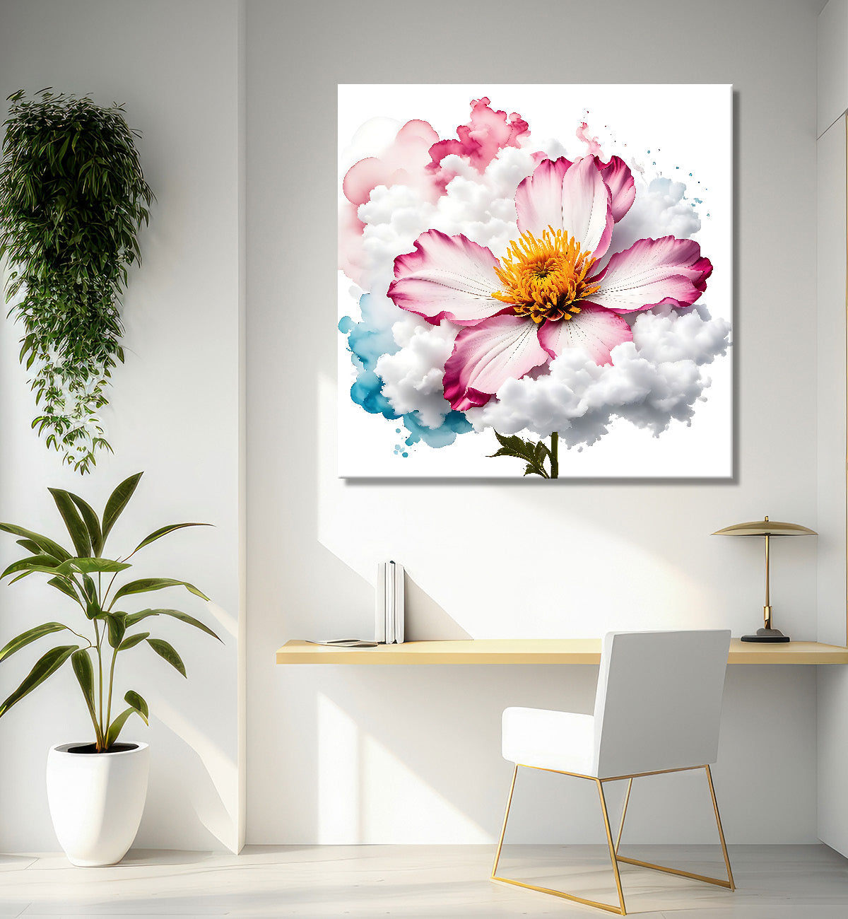 Pink flowers in water colour painting  - Flower-S-323