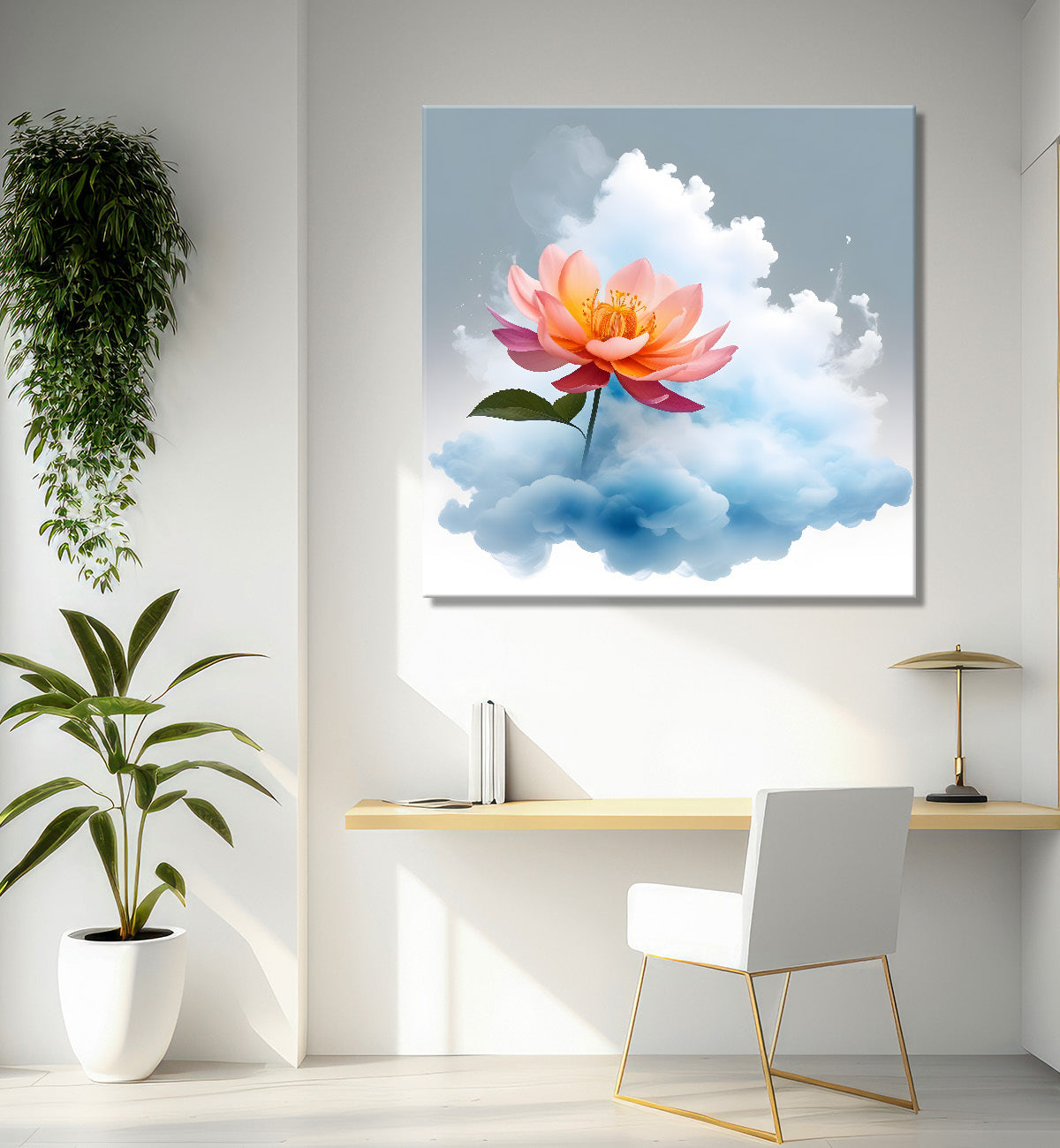 Pink flowers in water colour painting  - Flower-S-324