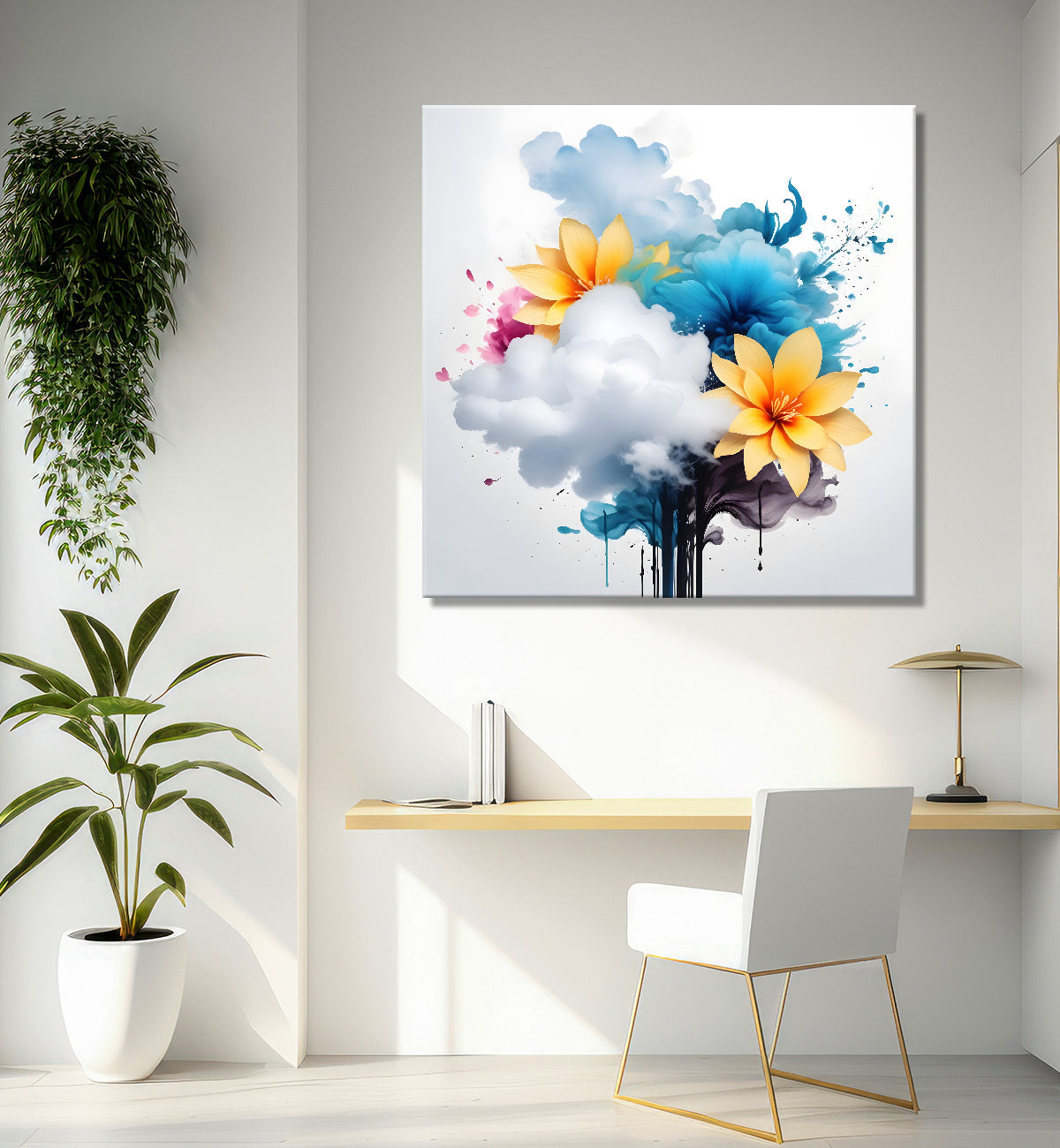 Yellow flowers in water colour painting  - Flower-S-325