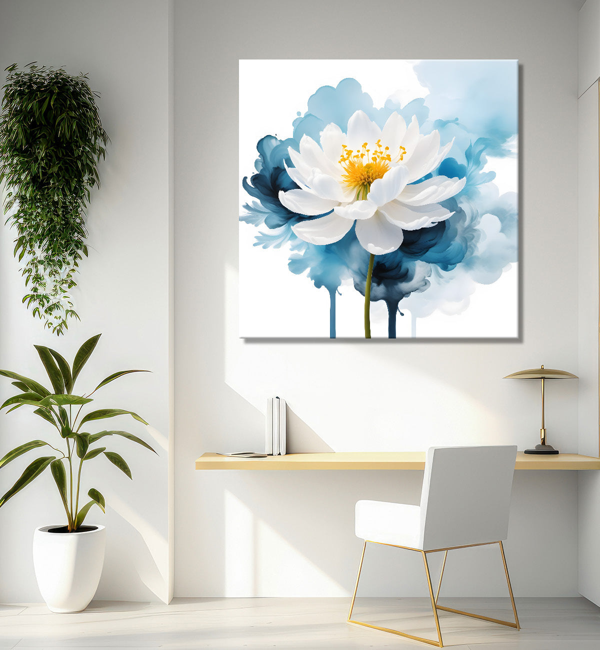 White flowers in water colour painting  - Flower-S-326