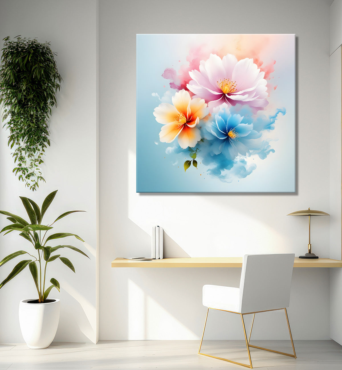 Colourful flowers in water colour painting  - Flower-S-328