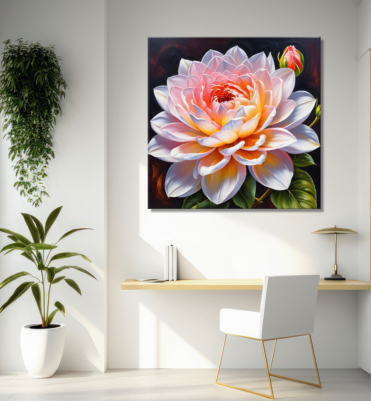 Light pink flowers in textured painting  Flower-S-385