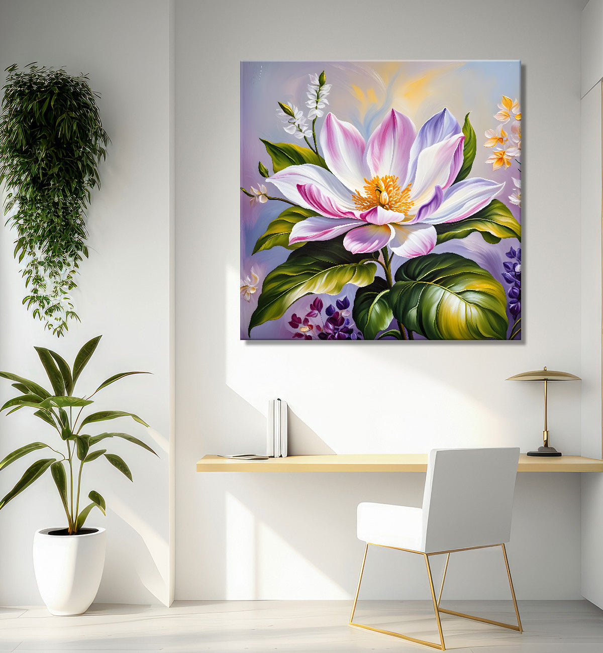 Pink flowers in textured painting  Flower-S-392