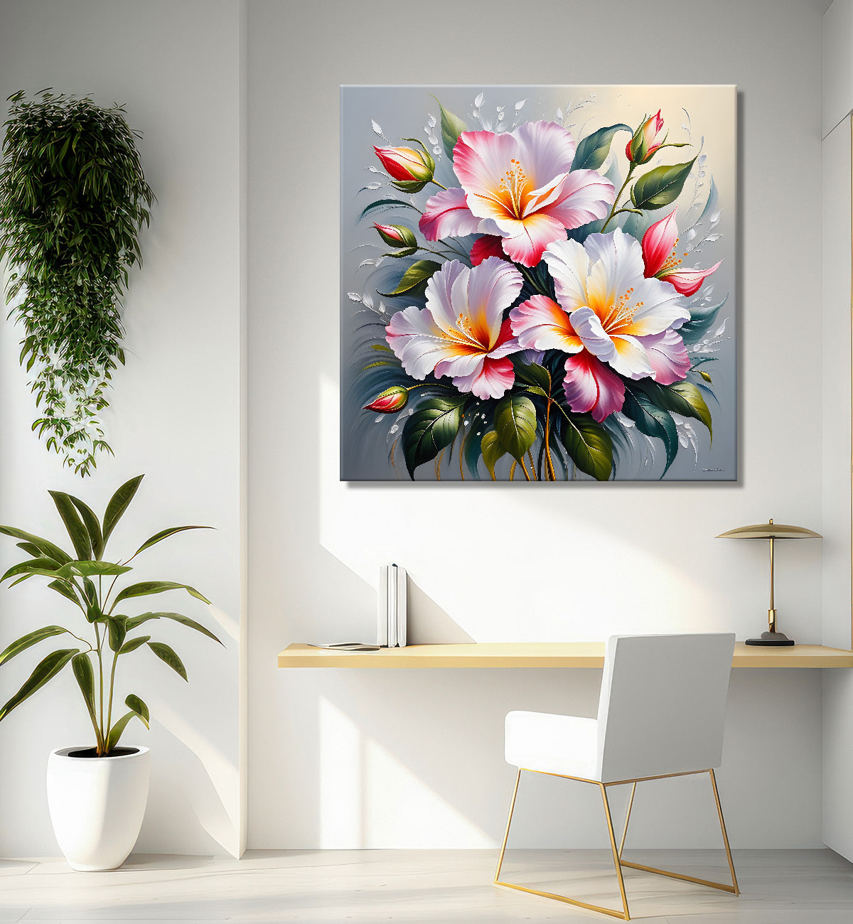 Purple flower in beautiful textured painting - Flower-S-406