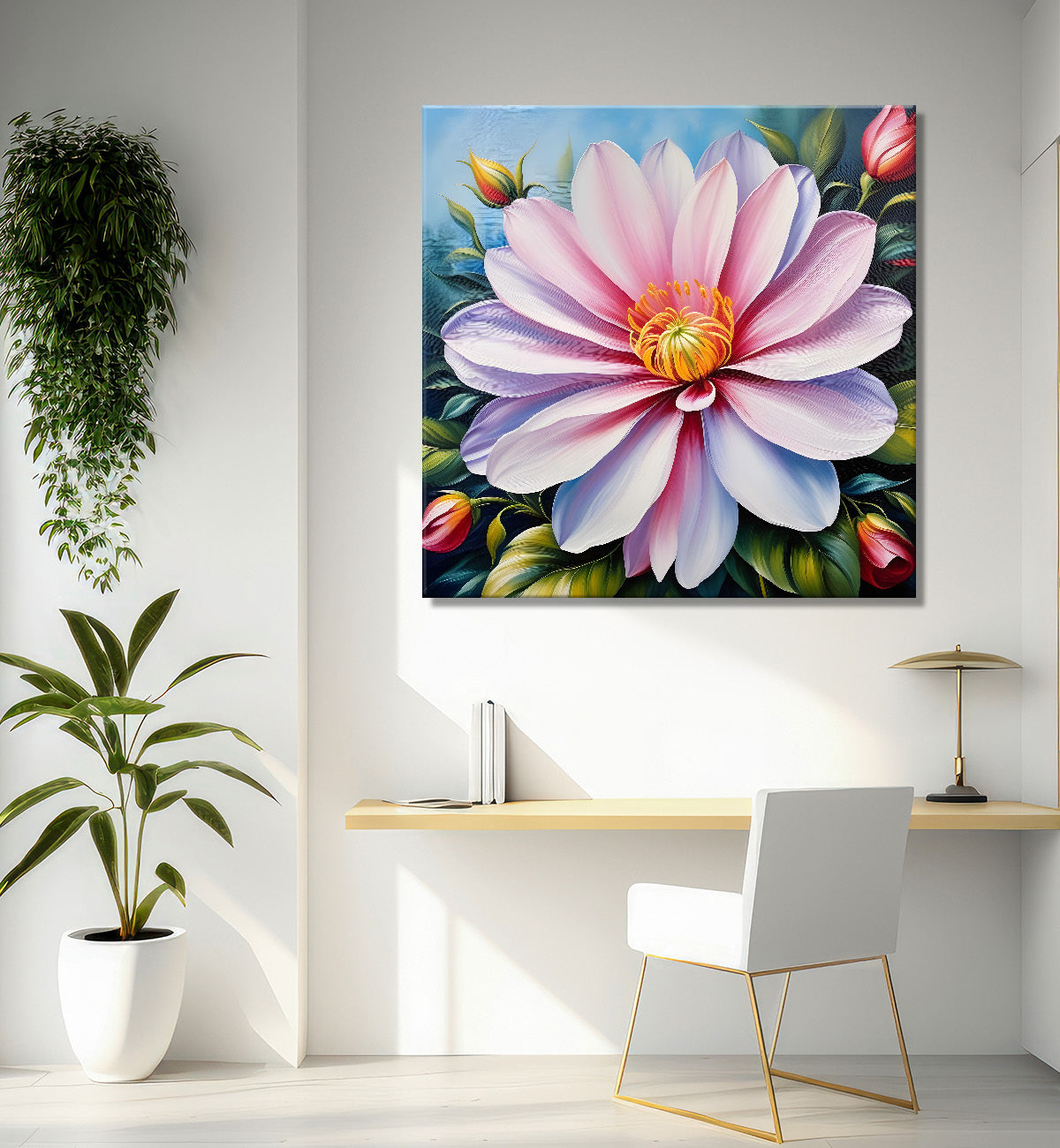 Purple flower in beautiful textured painting - Flower-S-407