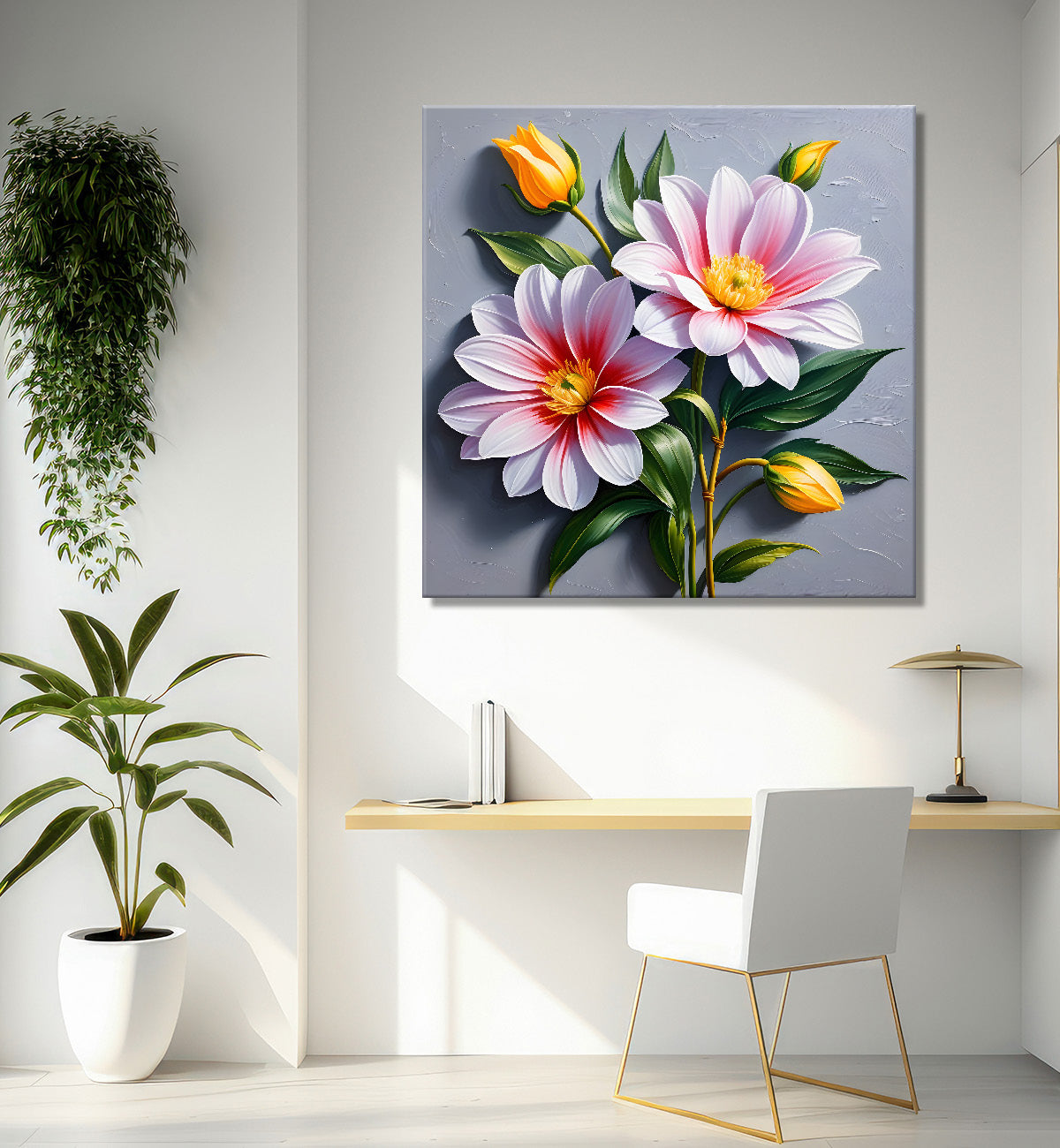 Purple flower in beautiful textured painting - Flower-S-409