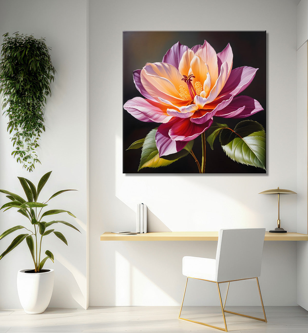 Purple flower in beautiful textured painting  - Flower-S-417