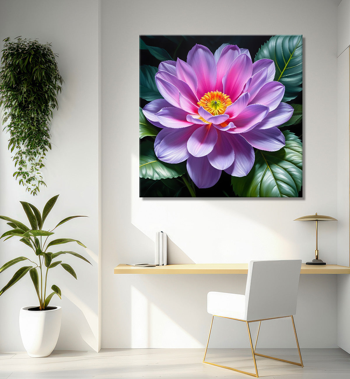 Purple flower in beautiful textured painting - Flower-S-425
