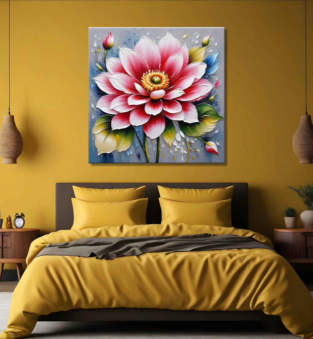 Pink flower in grey background  - Flower-S-68