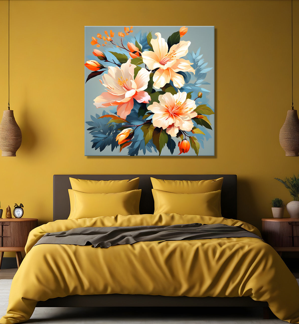 Pink flower in pink textured painting - Flower-S-128