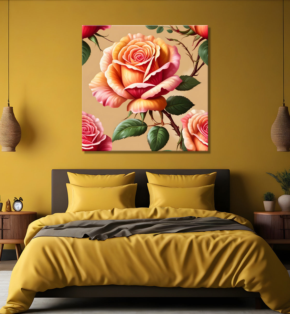 Pink flowers in light textured painting - Flower-S-131