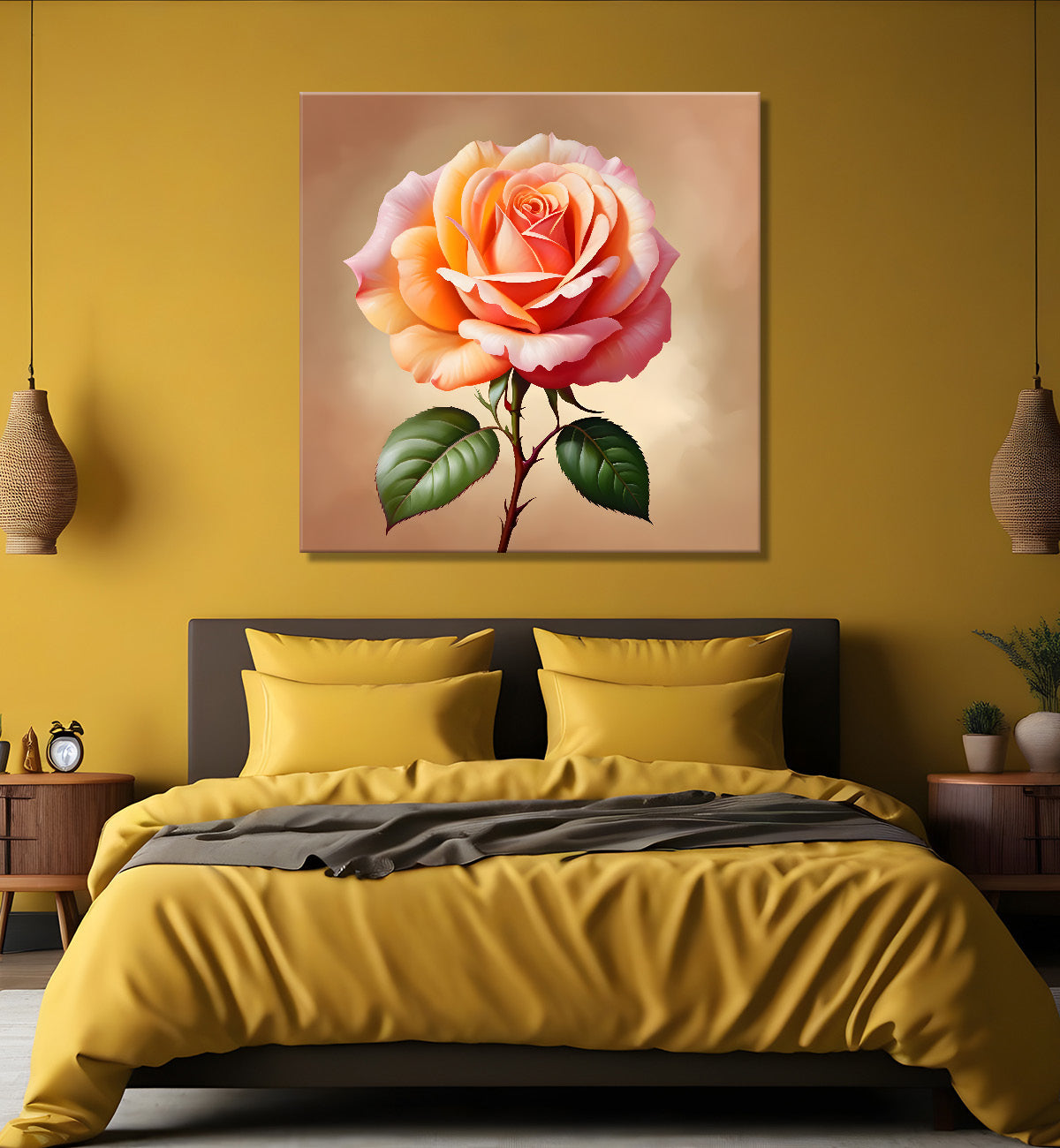 Pink flowers in light textured painting - Flower-S-133