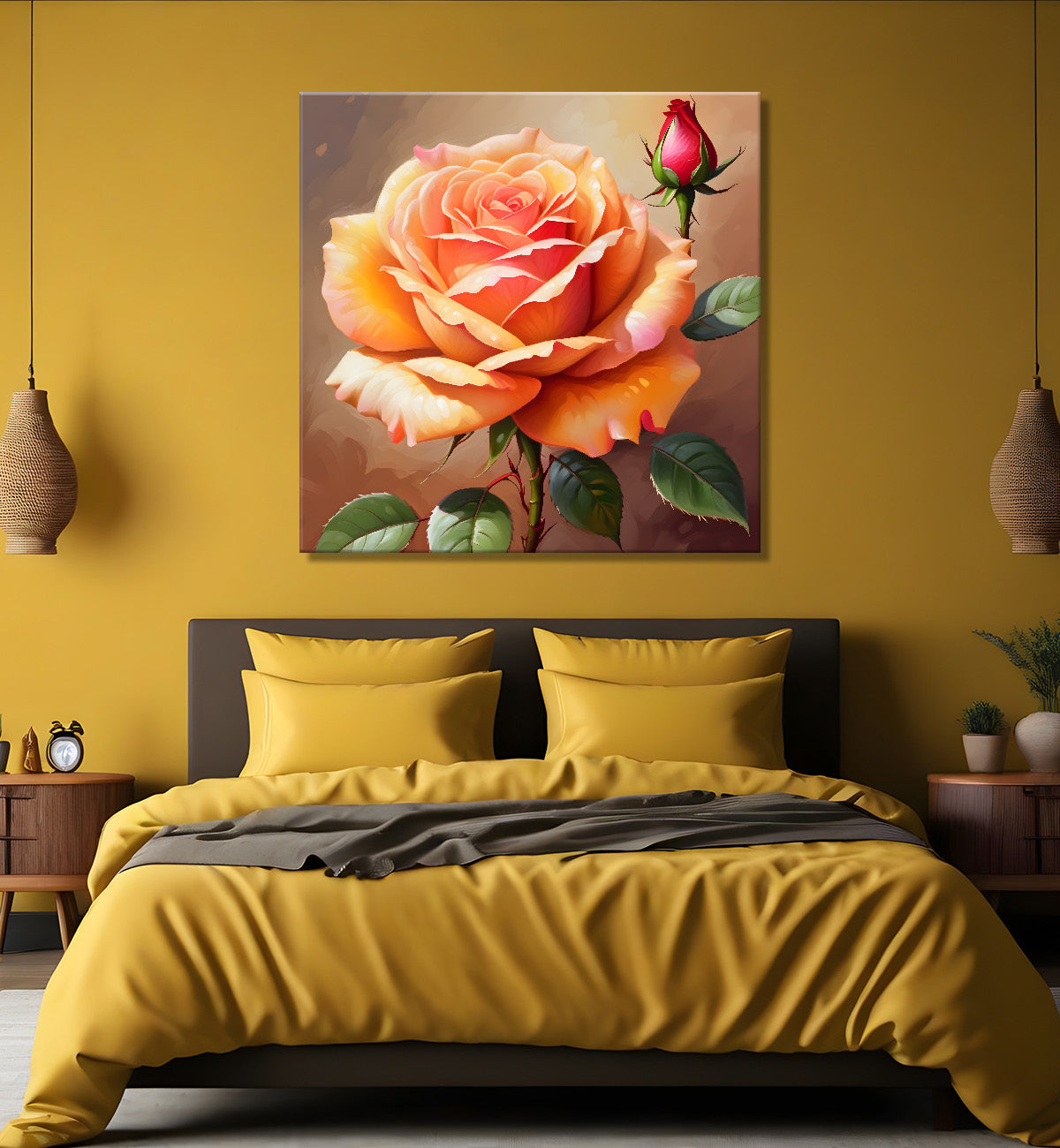 Pink flowers in light textured painting - Flower-S-134